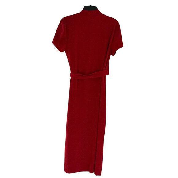 Vintage Virgo Dress Womens Size 8 Red Sparkly Christmas Valentines Maxi FauxWrap - Picture 5 of 9